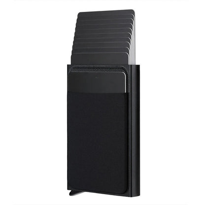 Automatic Flip Card Holder Sleeve — Large Capacity Metal Wallet with 12 Slots, Anti-Theft Credit Card Case for Men