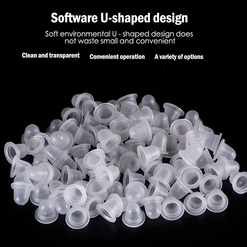 100/500/1000pcs Disposable Silicone Tattoo Ink Cup Caps — Pigment Holder Containers for Tattoo Accessories