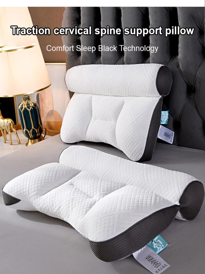 Sleep Neck Care Pillow – Zoning Design Low Pillow for Adults, Washable Knitted Pillow Core for Home & Hotel Use