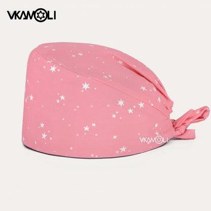 Cartoon Printed Clinical Scrub Caps – Surgery Hats for Men, Nurses & Pet Clinics