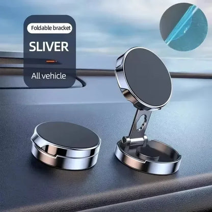 720° Foldable Magnetic Car Phone Holder – Strong Magnetic Round Mount for Universal Smartphones