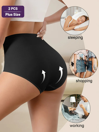2-Pack High Waisted Seamless Women’s Panties – Breathable Mesh Tummy Control & Butt-Lifting Cross-Back Design