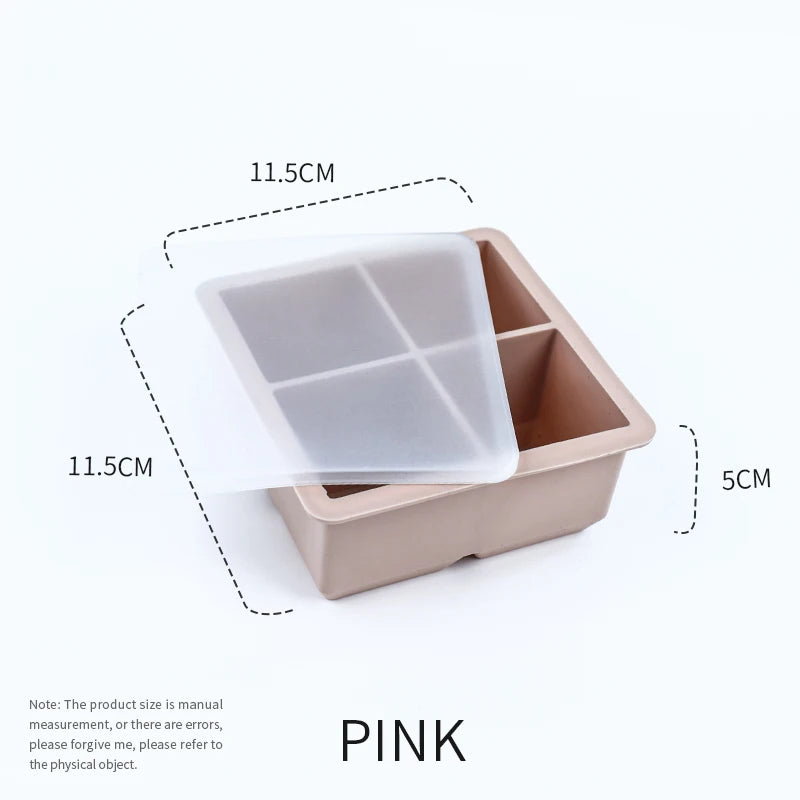 Silicone Large Ice Cube Molds – 2-Inch Big Ice Trays with Removable Lid, BPA-Free, Flexible & Stackable