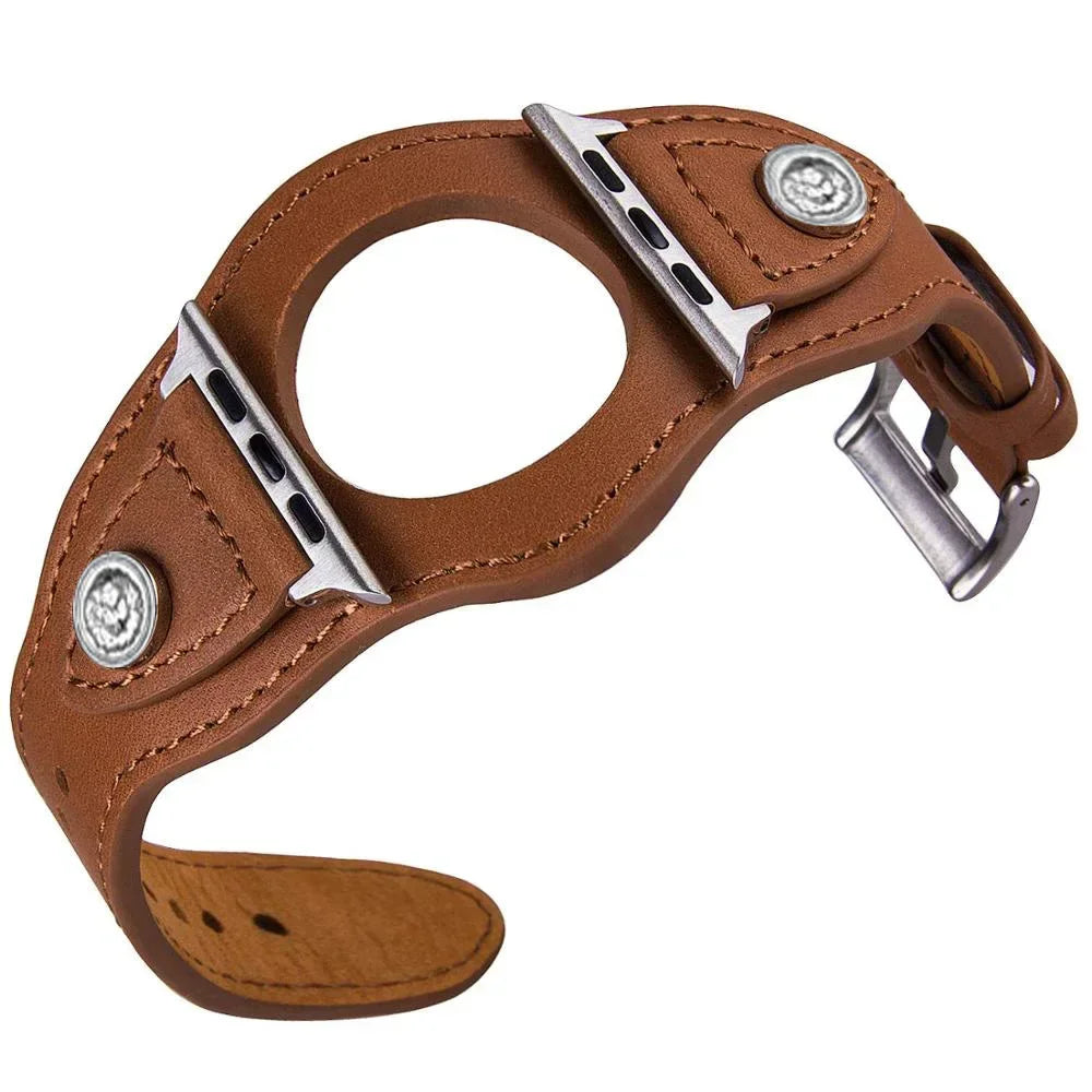 PU Leather Apple Watch Strap – Compatible with Series 1–9, SE & Ultra (38mm–49mm) for Men & Women