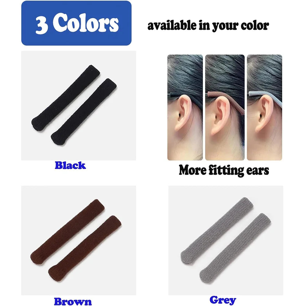 Anti-Slip Eyeglass Temple Tips – Soft Cotton Fabric Cushion Sleeve for Comfortable Frame & Ear Support
