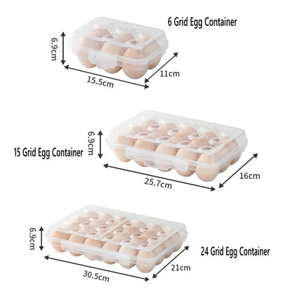 Plastic Egg Storage Holder - Portable Refrigerator Egg Organizer Tray with Lid for Fridge Camping & Outdoor Use