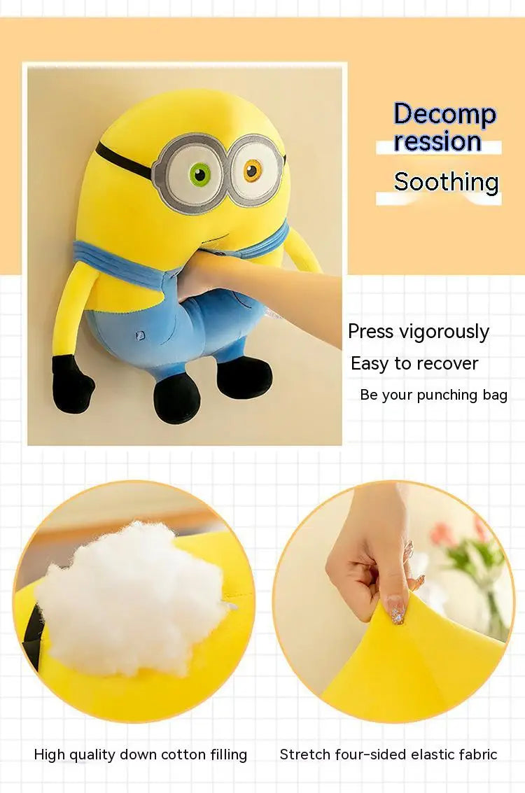 Cute Minions Plush Toy – Yellow Bob & Stuart Soft Dolls in Jeans, Perfect Christmas & Birthday Gift (1pcs)