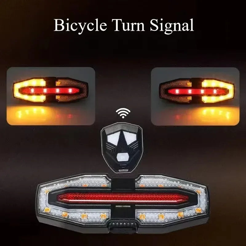Rechargeable Bike Tail Light with Turn Signals | Wireless Remote Cycling Back Light for Night Riding
