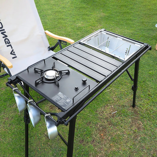 KRC CAMP Folding IGT Table – Lightweight Camping Table for BBQ, Grill, Picnic & Fishing, Outdoor Equipment Set