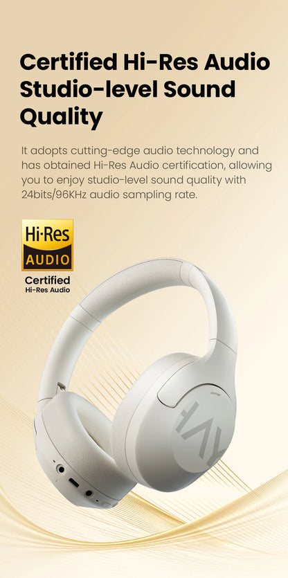 HAYLOU S30 Wireless Bluetooth 5.4 Headphones - 43dB Adaptive Noise Cancelling, 40mm Driver, 80H Playtime Earphones