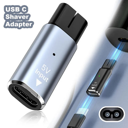 5V Type-C Shaver Adapter Charger Converter – Compatible with Philips OneBlade Shaver Models QP2724, QP2834, QP4530, QP1924 & QP1324 Power Charging Accessory