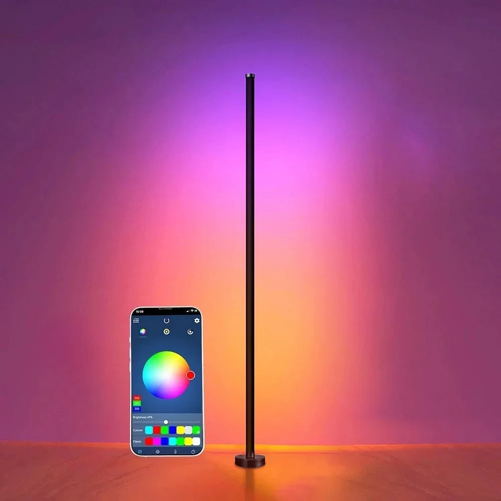 Smart LED Floor Lamp – RGB Music Sync, Remote & APP Control, Timer Modern Mood Standing Lamp for Living Room & Gaming Corner Lighting