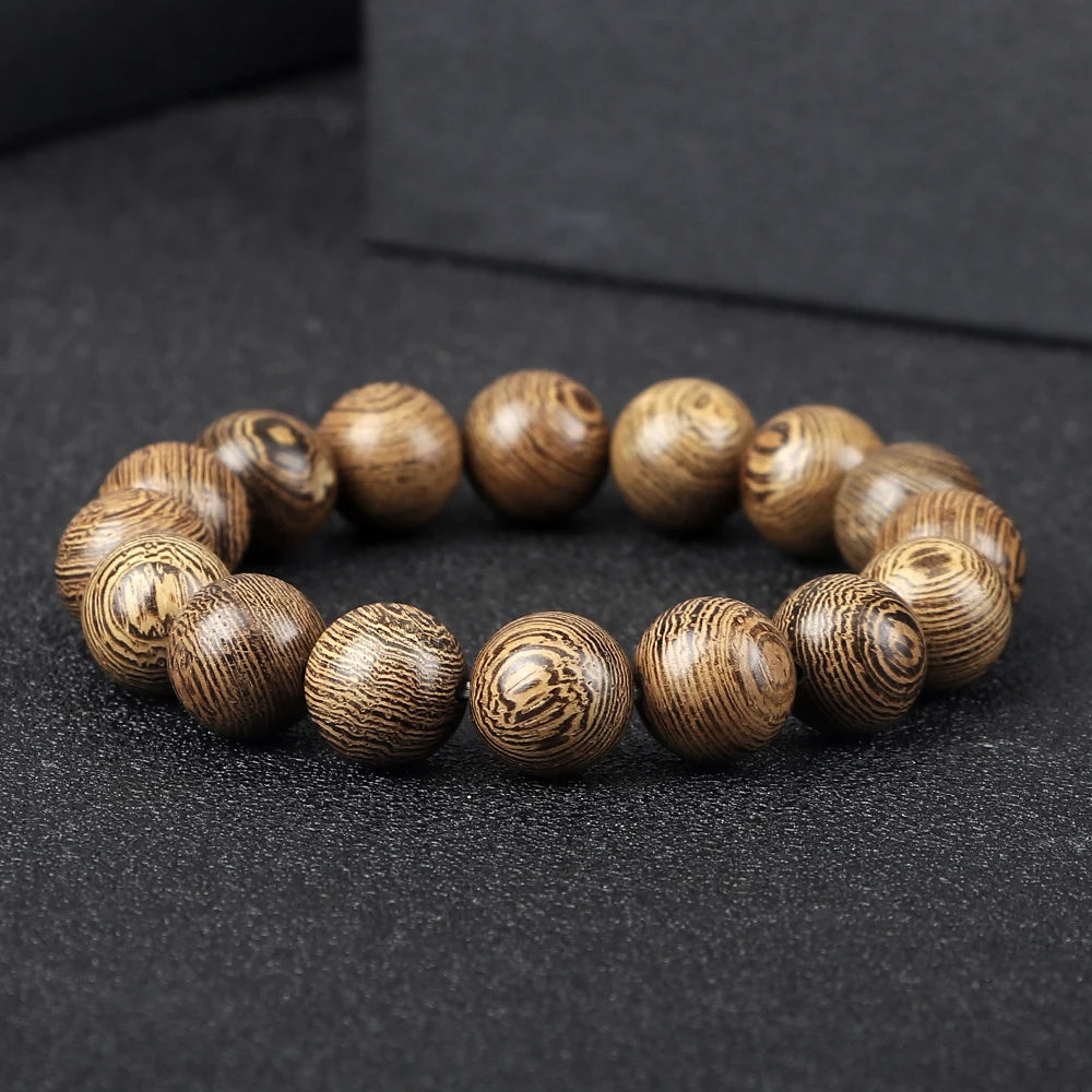 Natural Wooden Beads Bracelet – Tibetan Buddha Rosary Handmade – Yoga, Meditation, Prayer Beaded Jewelry for Men and Women – Perfect Gifts