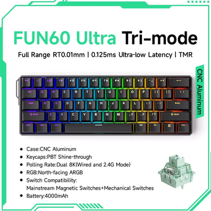 Akko MonsGeek FUN60 60% Mechanical Gaming Keyboard – Magnetic Switch, 8K Rapid Trigger, ARGB HE/TMR Custom Keyboard
