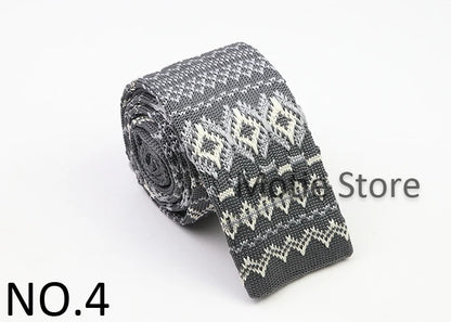 Classic Knit Neck Tie for Men — 6cm Plaid & Dots Casual Business Wedding Tie