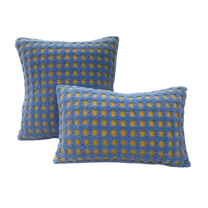 BUYNOW Plush Grid Pillowcase - Cute Decorative Sofa Cushion Cover for Living Room Home Decor