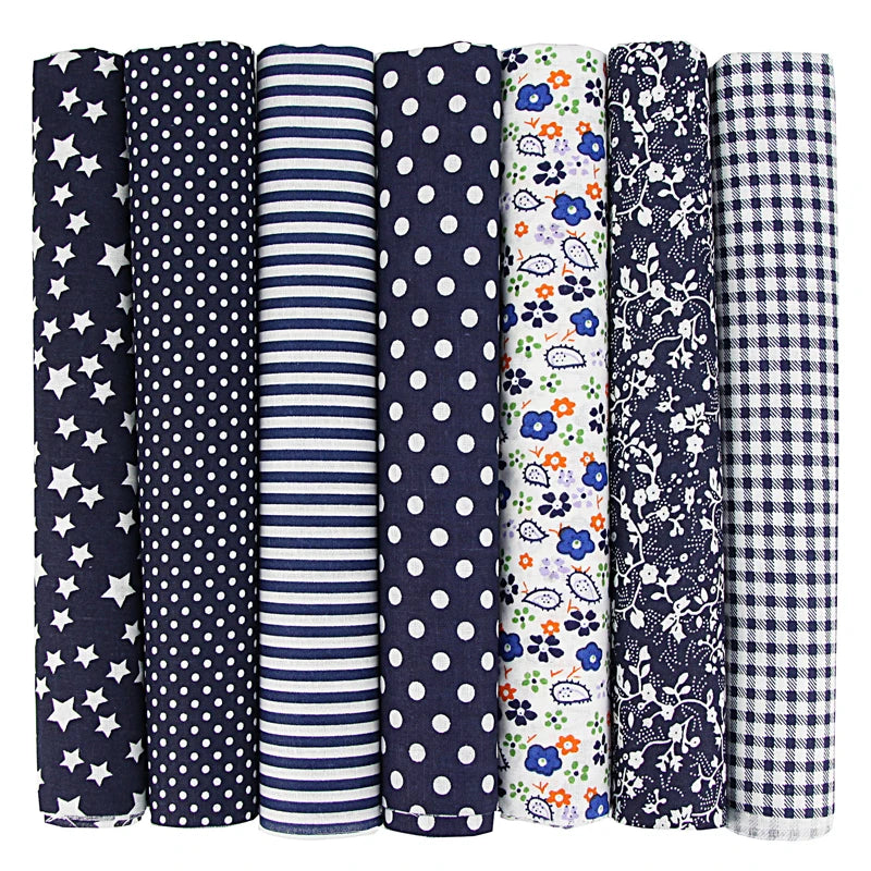 7-Piece 50x50cm Cotton Patchwork Fabric Set – Handmade Sewing Quilting Cloth for Needlework & DIY Crafts