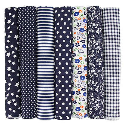 7-Piece 50x50cm Cotton Patchwork Fabric Set – Handmade Sewing Quilting Cloth for Needlework & DIY Crafts