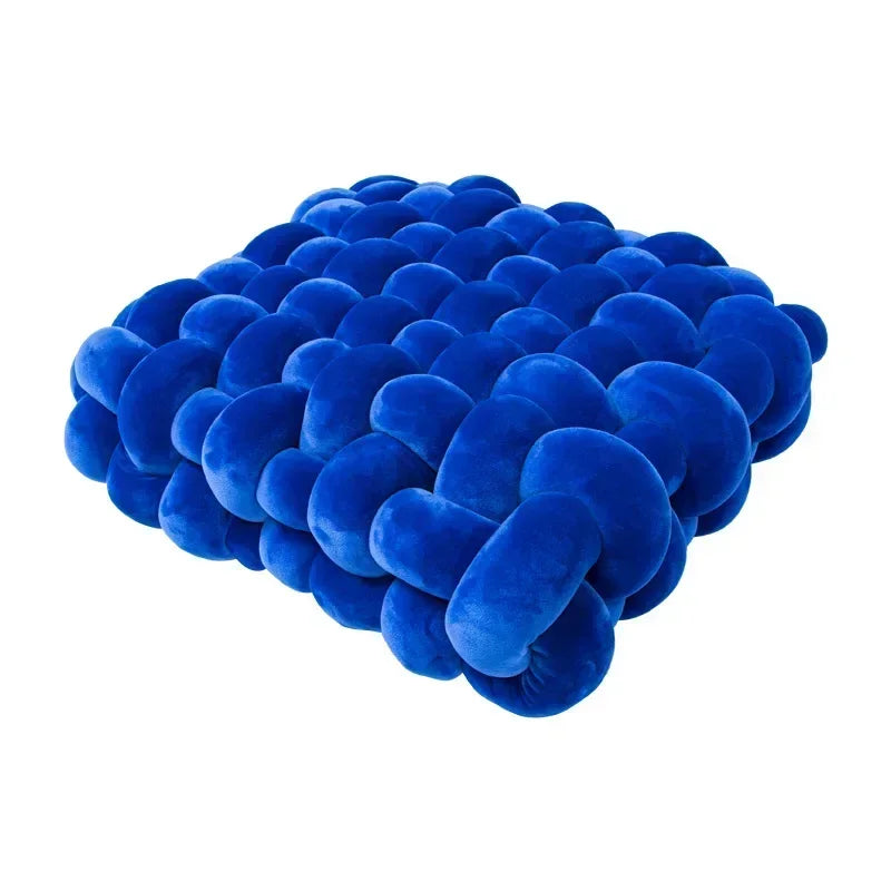 Knotted Square Cushion – Nordic Aesthetic Hand-Made Plush Pillow for Office Chair & Decorative Sleeping Back Support