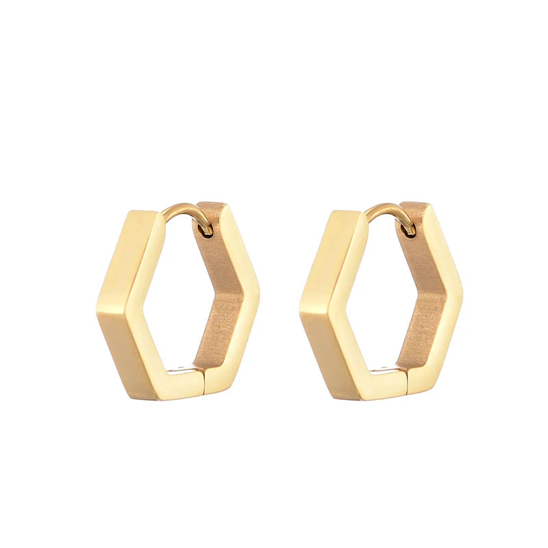 Classic Stainless Steel Hoop Earrings - Heart, Star, Oval & Geometric Punk Hip Hop Jewelry for Women & Men