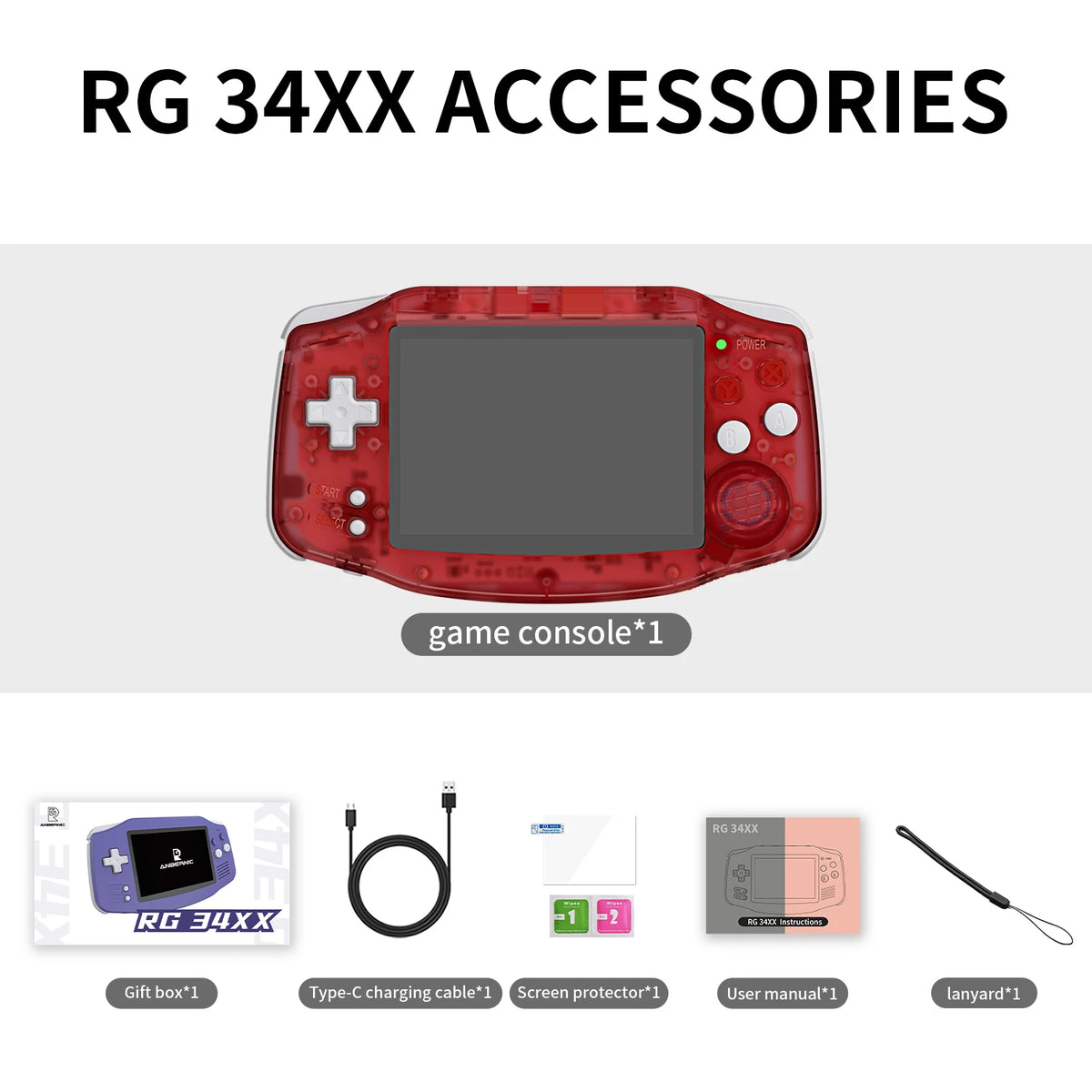 ANBERNIC RG34XX Retro Handheld Game Console - 3.4" IPS Screen Linux Gaming System with HDMI Output