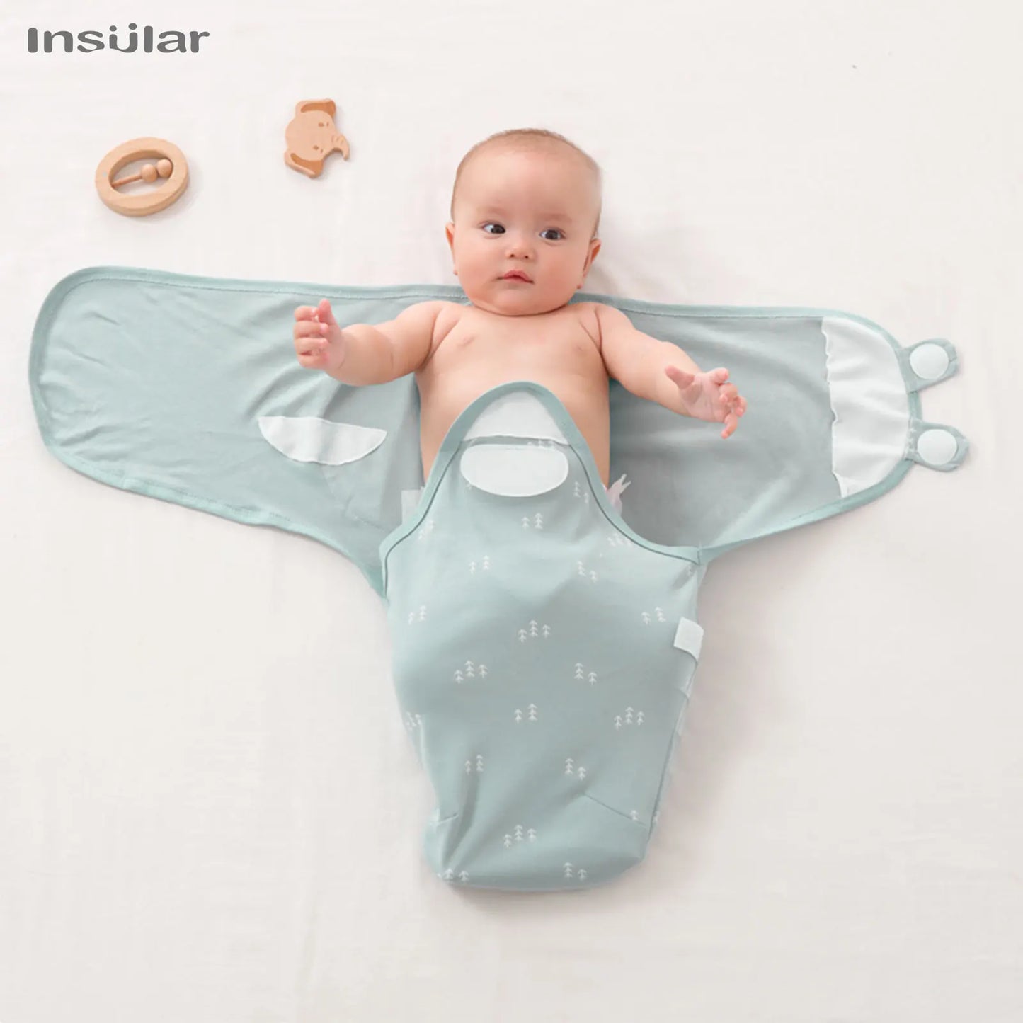 100% Cotton Newborn Swaddle Sleep Sack – Thick Infant Baby Wrap Cocoon Diaper Bag (INSULAR Summer)
