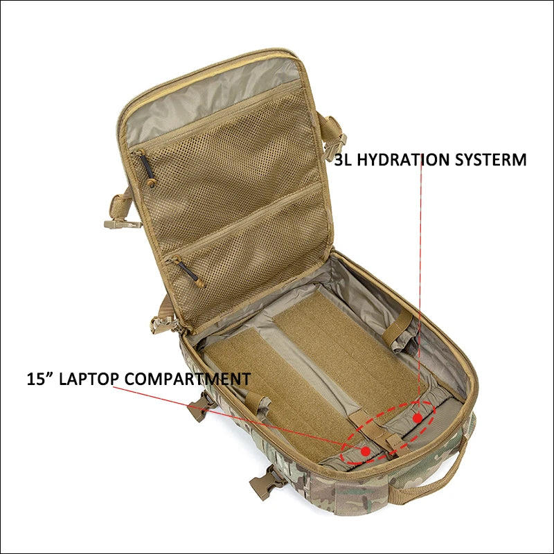 1000D Nylon Hunting Backpack – Lightweight Molle Plate Carrier Rucksack, Hiking & Sports Bag Compatible with Vest