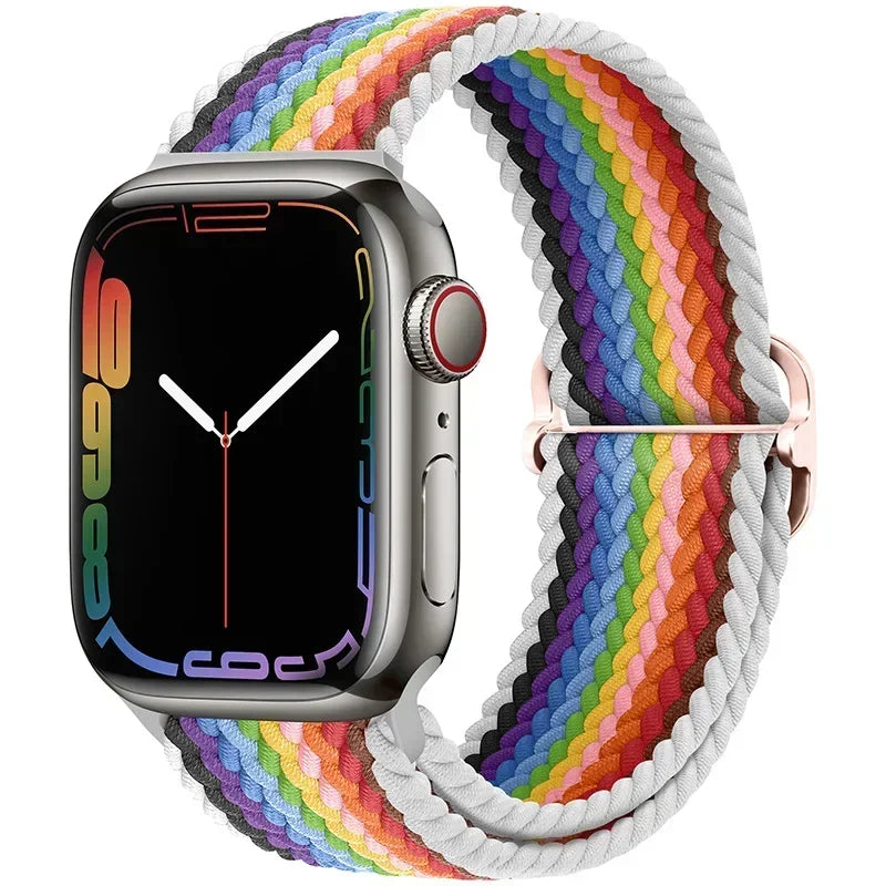 Braided Nylon Apple Watch Band – Adjustable Sport Strap Compatible with Ultra 2, Series 10/9/8/7/6/SE (40–49mm) Wrist Bracelet