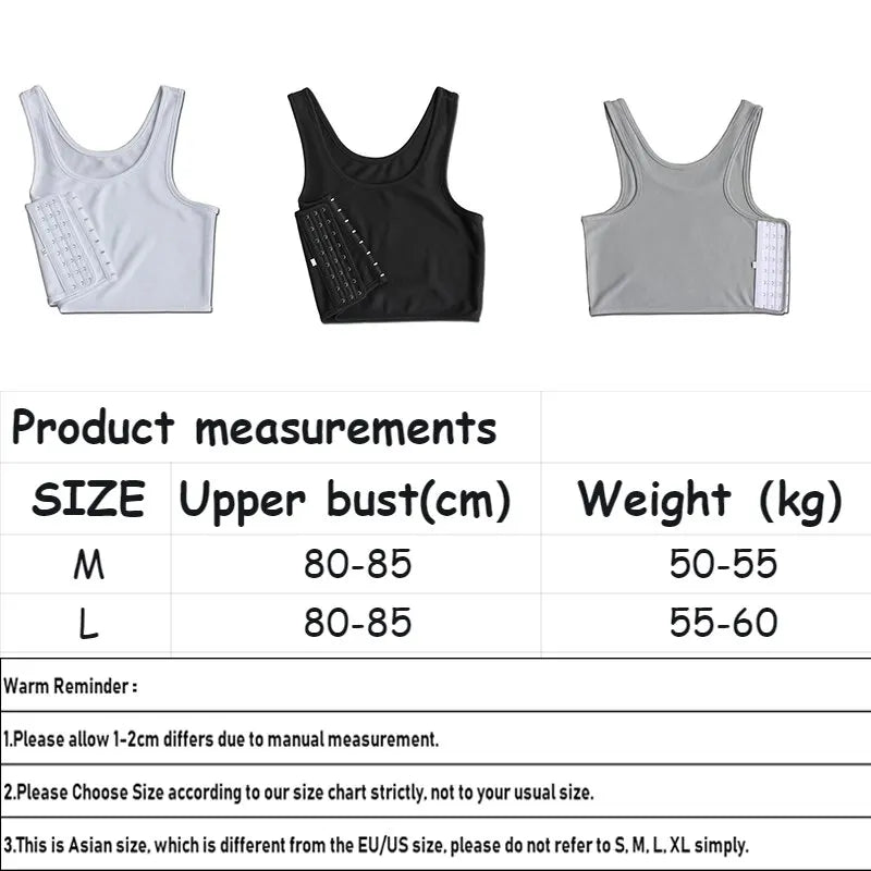 Seamless Flat Breast Binder Tank Top - Tomboy Underwear for Women - Summer Short Vest Bustier Shaper