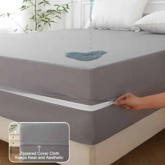 6-Sided Waterproof Mattress Protector - Dustproof Zipper Encasement Soft Comfortable Bed Cover