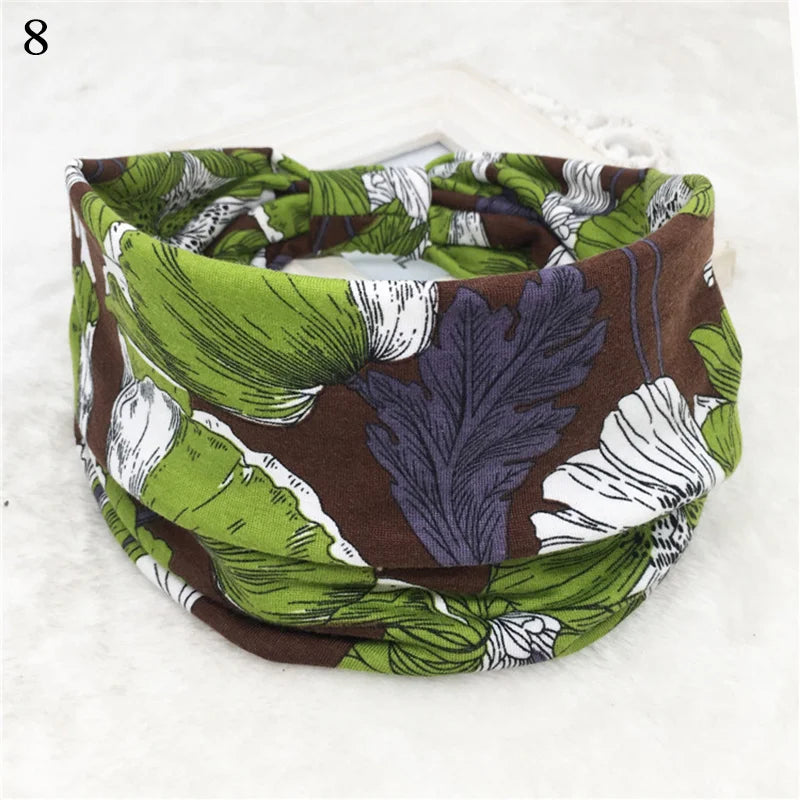 Bohemian Wide Cotton Stretch Headband for Women – Turban Headwrap, Bandage Hairband, Bandana Hair Accessories