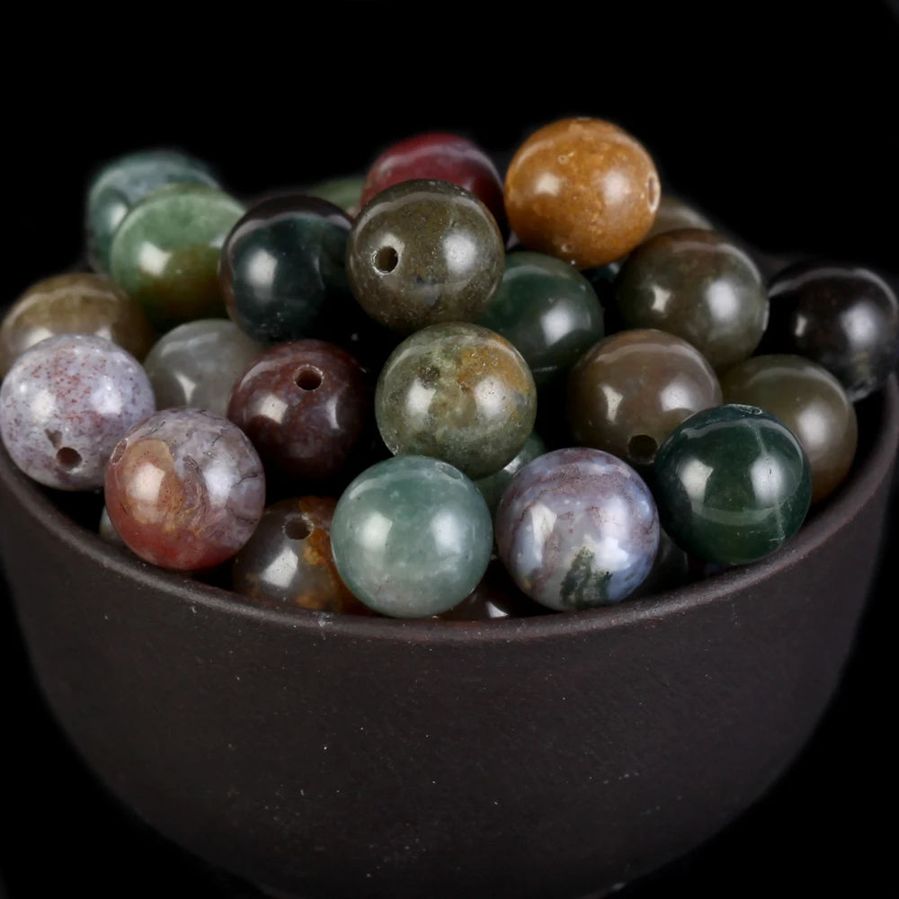 Natural Round Mixed Gemstone Beads — Tiger Eye, Amazonite, Lava, Turquoise, Agate, Jasper & Garnet Spacer Beads for DIY Bracelet