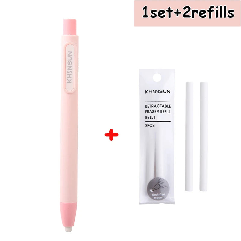 Retractable Pencil Eraser — Rubber Eraser for Writing Correction, School & Office Supplies