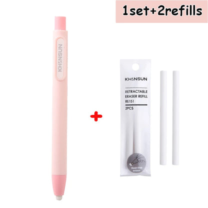 Retractable Pencil Eraser — Rubber Eraser for Writing Correction, School & Office Supplies