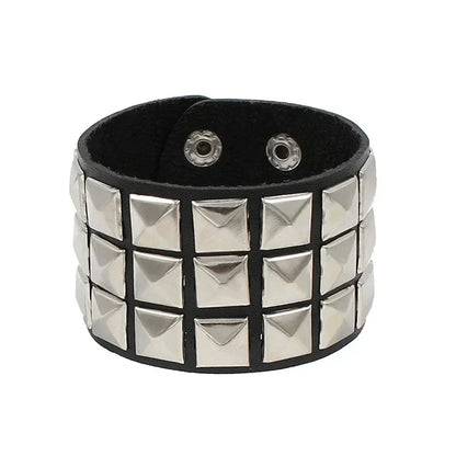 Punk Rock Hip Hop PU Leather Bracelet – Unisex Skull, Pentagram & Rivet Chain Bracelet, Trendy Party Jewelry Accessory