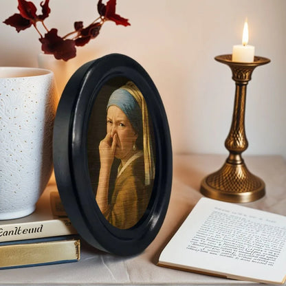 Mini Girl Wall Decor - Quirky Framed Funny Character Painting, Decorative Artwork