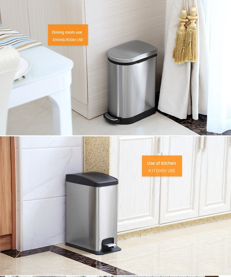 Stainless Steel Pedal Trash Can – Large Home & Living Room Trash Bin with Lid, Nordic Style Bathroom Waste Bin