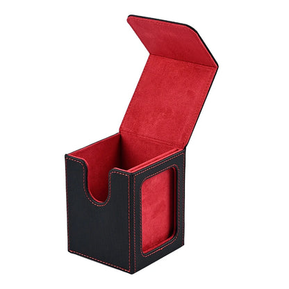 MTG Card Deck Box with Display Window – Magnetic PU Leather Storage for 120+ Single-Sleeved Trading Cards