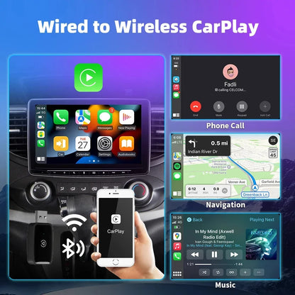 New Mini Wireless CarPlay Adapter - Android Auto Smart Dongle, Plug & Play, Compatible with Audi, Toyota, Mazda, Nissan, Chevrolet, Suzuki, Subaru