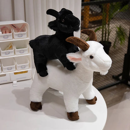 30/40cm Ranch Animal Plush Toy — Soft Lifelike Black & White Goat Simulation Doll, Cute Mountain Animal for Kids, Halloween Gift