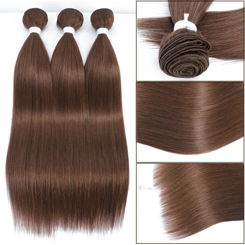26" Ombre Straight Synthetic Hair Extensions – Smooth Weaving, Full Blue Hair Bundles from Root to End