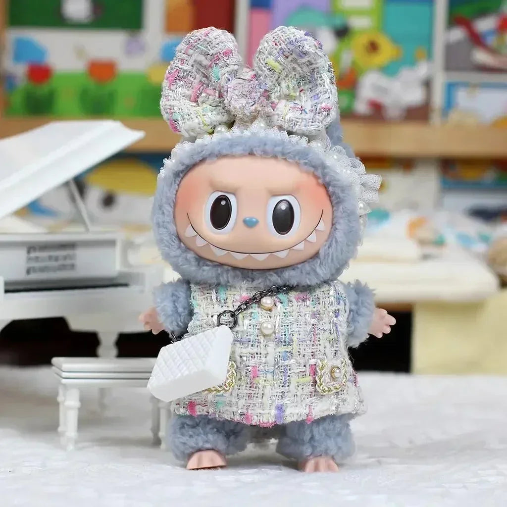 Mini Doll Clothes Outfit - Kpop EXO Labubu Idol V1 V2 Skirt & Sweater Set, Korea-Inspired Gift