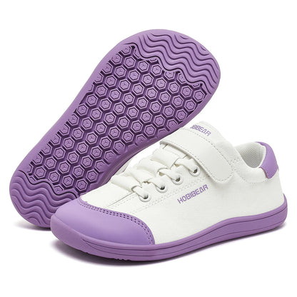 HOBIBEAR Kids Barefoot Shoes – Wide Toe Minimalist Sneakers for Boys & Girls, Lightweight Hook Loop, Artificial Leather & Fabric