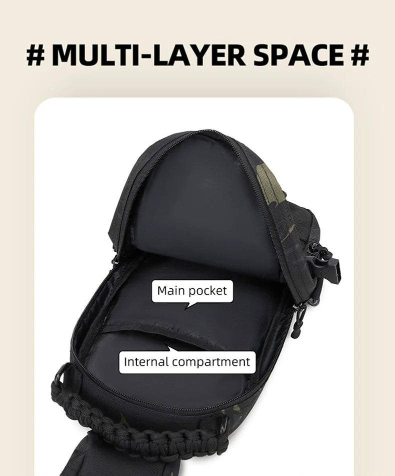 Men’s Tactical Camping Chest Bag – Outdoor MOLLE Sling Shoulder Pack for Hiking, Cycling, Fishing & Climbing