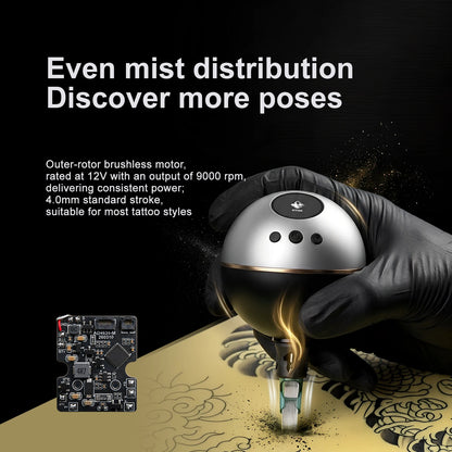 HYlab Professional Tattoo Machine - Lightweight Ball-Style Tattoo Gun for Lining & Shading, Powerful Rotary Design