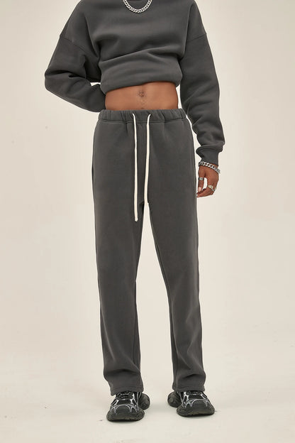 Straight-Lined Solid Color Cashmere Sweatpants – Soft Cozy Lounge Pants
