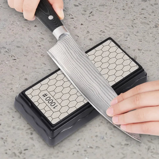 Double-Sided Diamond Sharpening Stone – Knife & Chef Whetstone 400/600/1000/1200 Grit Kitchen Sharpener