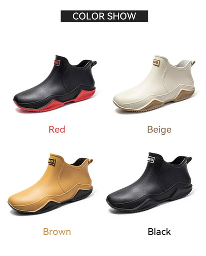 New Waterproof Rain Shoes for Women & Men – Ankle Rain Boots, Anti-Slip, Wear-Resistant, Plush for Summer & Winter