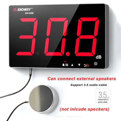 SNDWAY SW-525 Sound Level Meter — Wall-Mounted Digital Noise & Decibel Detector 30-130dB Professional dB Meter