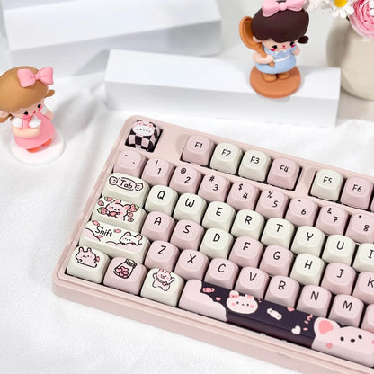 USLION 95 Keys Dessert Cat Theme Keycaps – MOA Profile PBT Key Caps Kit for 61/64/68/75/84/87 GMK67 Gaming Mechanical Keyboards
